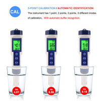 Testeur de Salinité Étanche 5-en-1 Haute Précision PH/EC/TDS/Température avec Rétroéclairage pour Aquarium et Eau de Mer
