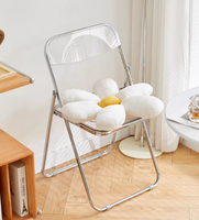 Chaise pliable portable en acrylique transparente avec assise circulaire pour le camping en plein air, les voyages et le salon
