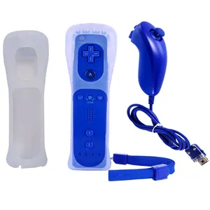 Manette De jeu filaire Usb pour Nintendo Wii, Joystick, bleu, avec adaptateur, contrôleur à distance