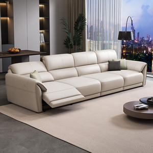 Canapé électrique en cuir, style minimaliste italien, fonction zéro mur, mobilier de salon, espace tête de lit, canapé réglable - Product Image 1