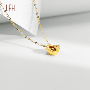 Collar De Joyería De Moda De 18k Con Doble Anillo Y Colgante Elegante De Circón, Collar De Oro Real De 18k Y Colgante De Oro Real Au750 - Product Image 3