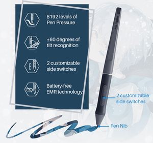 Tavoletta Grafica Digitale HS611 con 8192 Livelli di Pressione, 5080 LPI, Tasti Multimediali, <span class=keywords><strong>Penna</strong></span> Elettronica per Disegno e Scrittura - Product Image 3