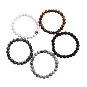 أحدث أساور رجالية بالجملة مصنوعة يدويًا من الخرز المغناطيسي 8 مم وخرز الحجر الطبيعي والحمضي - Product Image 2