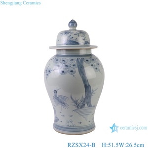 Rzx24/RZSX24-B pots de stockage en céramique pour <span class=keywords><strong>oiseau</strong></span> et grue, pots de gingembre peints à la main en porcelaine Antique marron bleu et blanc - Product Image 4