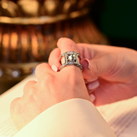 Bague en verre K9 argenté, plaqué or blanc sur cuivre, bijoux géométriques en cristal, double bande, bague tendance pour femmes