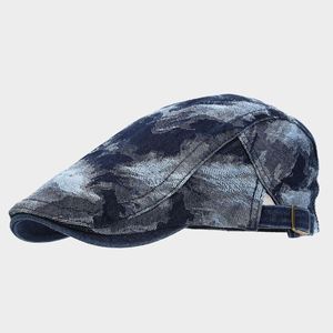 Béret tendance 2024 pour femmes et hommes, casquette en denim tie-dye, chapeau Ivy - Product Image 4