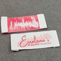 Étiquette tissée personnalisée haute densité, écologique, en polyester doux avec pli d'extrémité pour vêtements, pantalons, sacs