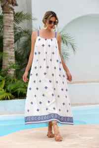 Gaun Kasual Liburan Model Swing Besar dengan Bordir Pola Tiga Dimensi Vintage yang Elegan dan Modis - Product Image 5