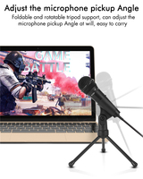 Mini microphone à condensateur portable léger, support de microphone portable, 50Hz-16kHz, prise 3,5 mm, filaire, omnidirectionnel, utilisation sur bureau, métal ABS