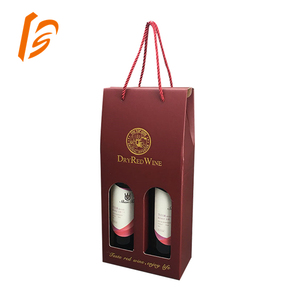Boîte de <span class=keywords><strong>verre</strong></span> à vin de luxe pour 1 ou 2 bouteilles, emballage <span class=keywords><strong>en</strong></span> papier, Logo personnalisé <span class=keywords><strong>en</strong></span> <span class=keywords><strong>carton</strong></span> imprimé, coffret cadeau avec poignée - Product Image 2