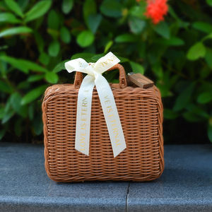 結婚式の16GBUSBフラッシュドライブ用の新しい籐織りポータブル収納ボックスギフトスーツケース付きプロモギフトメモリアUSBスティック - Product Image 3