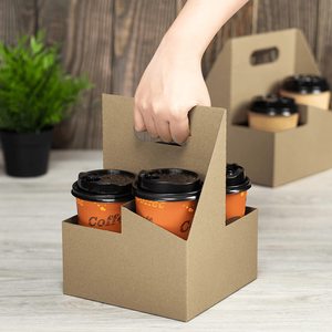 Portavasos <span class=keywords><strong>de</strong></span> Papel Desechable Impermeable, Plegable, con Asa, Cajas para Llevar <span class=keywords><strong>Bebidas</strong></span> y Café - Product Image 1