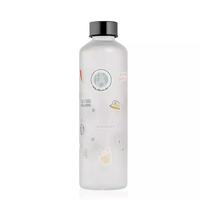 Bouteille d'eau en verre borosilicate écologique faite à la main avec marqueur de temps 500ml 1000ml, couvercle sport givré anti-fuite, compatible lave-vaisselle