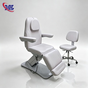<span class=keywords><strong>Cama</strong></span> de Spa Moderna, Totalmente Blanca, Ajustable, con Control Eléctrico de Reclinación con Pedal, para Tratamientos Faciales/Pestañas y Masajes - Product Image 1