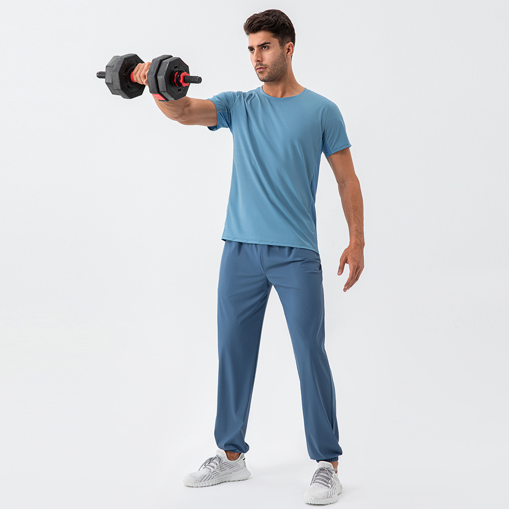 Men's Nylon Spandex Loose Straight Quick-Dry Stretch Sports Pants for Outdoor Running Fitness