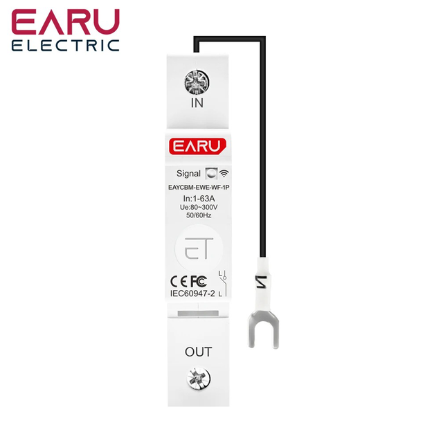 EARU EweLink WiFi MCB Smart MCB 1P 63A Switch Energy Meter Timer Relay kWh Voltage Current Protector Voice Remote Control EAYCBM