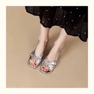 Summer New Retro Fish Mouth Square Heel Shoes Factory Spot Soft Leather - Button Open Toe Sandals Women's Mid-heels - Product Image 2