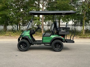 Chariot de golf électrique avec cabine fermée et verrouillable, remorquage robuste, attelage de classe I, compresseur d'air pour gonflage des pneus, benne basculante - Product Image 2