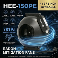 Système de Mitigation du Radon ETL 6 Pouces, Ventilateur Centrifuge en Ligne PP, Moteur EC, Faible Bruit, Ventilateur à Usage Continu pour SSD