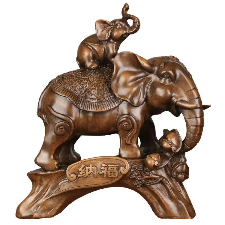 Винтажный слон цвета древесины, украшение на удачу для гостиной, элегантный декоративный слон для офиса