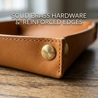Plateau de rangement pliable personnalisé en cuir microfibre avec fermoirs en laiton massif – Organisateur de chevet portable pour clés et montres