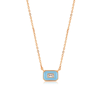 Milskye luxe femmes élégant 18k plaqué or poudre bleu émail emblème collier