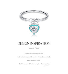 925 Silver Heart Shape <b>Ring</b> With Bowknot Love Drop <b>Crystal</b> Rhinestone Pendant Romantic Style Women's Jewelry - Product Image 5