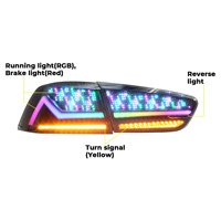 Luz Trasera Combinada LED de Alto Lumen 6000K para Mitsubishi Lancer EX 2008-2018 EVO X, Conexión Plug and Play, Intermitente Inteligente RGB