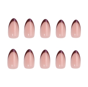 <span class=keywords><strong>Uñas</strong></span> Postizas de Acrílico con Cobertura Completa Estilo Francés, Color Almendra, Polvo Brillante Perlado Morado, <span class=keywords><strong>Uñas</strong></span> Postizas de Color Nude, Pegamento para <span class=keywords><strong>Uñas</strong></span> Postizas - Product Image 6