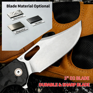Cuchillo Plegable OEM D2 con Hoja de Acero y Mango de Fibra de Carbono, Fábrica Auditada por BSCI, Rendimiento de Corte Estable, para Uso Diario, Camping, Táctico y Supervivencia - Product Image 6