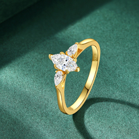 Bague en argent S925 avec trois marquises en moissanite couleur D VVS1 0,5 carat avec certificat, bijoux de mariée pour femmes, vente en gros directe d'usine