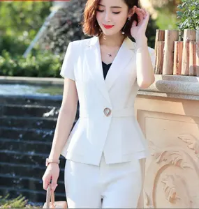 Hot Selling Fashion Elegant White Fitted Two-Piece 4xl Plus Size Ladies Office Skirt Business Pants Women's Suits