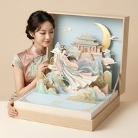 Boîte à gâteaux de lune 3D avec structure animée, emballage cadeau carré en papier pour gâteaux de festival