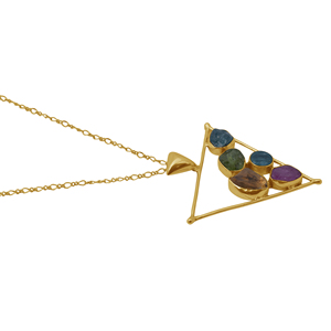 Genuino multicolor piedra Natural piedra áspera piedra preciosa triángulo encanto colgante sólido 925 cuentas de plata esterlina collar de moda hecho a mano - Product Image 1