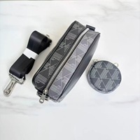 Bolso de Hombro Mini para Hombre de PU con Estampado Geométrico en L, Estilo Ejecutivo, con Bolsa Pequeña Desmontable y Estampado a Juego, para Negocios