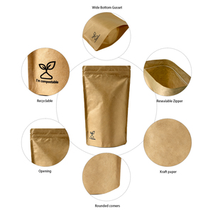 Tùy chỉnh sinh thái compostable PLA phân hủy sinh học resealable dây kéo Craft <span class=keywords><strong>Kraft</strong></span> Túi giấy cho bao bì thực phẩm - Product Image 4