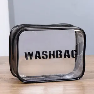 Kunden spezifisch bedruckte durchsichtige PVC-Reiß verschluss tasche Staub dichte tragbare PVC-Schmink tasche für Kosmetik/Toiletten artikel/Haar werkzeug