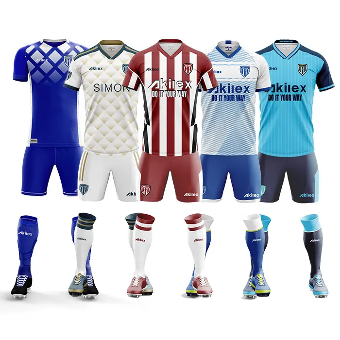 새로운 스타일 좋은 품질의 클럽 팀 맞춤 축구 키트 풀 세트 축구 키트 연습 축구 셔츠