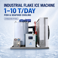 Machine à glace en paillettes industrielle 1T 3T 5T 10T, 1000-10000 kg/jour pour le refroidissement du poisson et des fruits de mer, avec bac de stockage en option