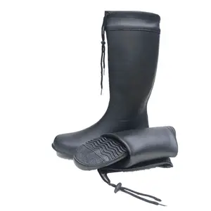 Sepatu bot hujan panjang dewasa, sepatu bot karet ringan EVA uniseks tahan air dapat digulung untuk berburu dan memancing