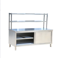 Plan de travail en acier inoxydable commercial avec porte coulissante, table de préparation de cuisine robuste pour restaurant, cantine, service de restauration