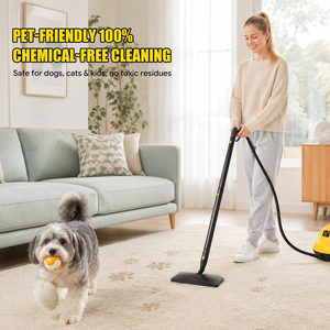 <span class=keywords><strong>Nettoyeur</strong></span> <span class=keywords><strong>Vapeur</strong></span> Haute Pression Portable Jaune sur Roues avec Brosse <span class=keywords><strong>et</strong></span> Double Chiffon pour Sols – Éliminateur de Taches Profondes pour la Maison - Product Image 2