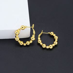 Boucles d'oreilles créoles JXX en plaqué or 24 carats pour femme, bijoux perlés, créoles plaquées or, vente en gros - Product Image 3