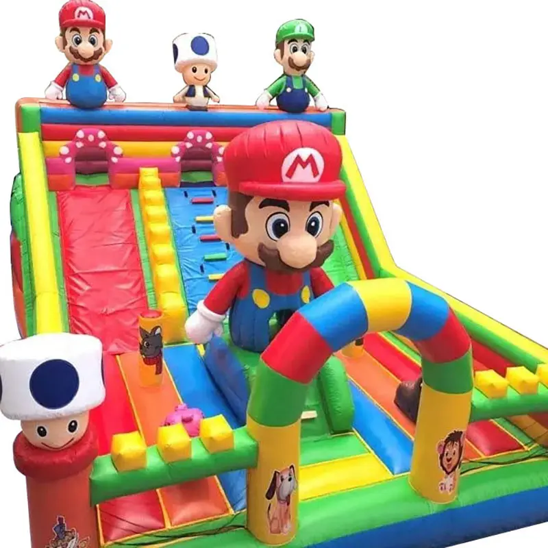 Super Mario aufblasbarer Türsteher mit Rutsche PVC aufblasbare Hüpfburg Kinder kommerziellen Türsteher aufblasbar