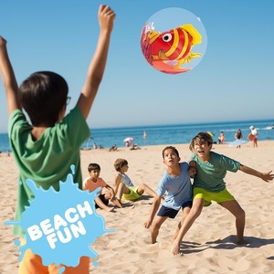 PVC Inflatable <b>Beach</b> Ball 8 Inch Red Pink Blue Colors for Kids Clear Balls with Colorful Fish Inside for Party Decorations - Product Image 3