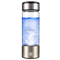 420ml H2 Riche Argent Tasse Filtre Électrique Titane Qualité Logo Personnalisé Portable Antioxydant Hydrogène Bouteille D'eau En Verre