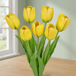 Fleurs artificielles de tulipes en caoutchouc souple à toucher réel, haute simulation, 3 têtes, 2 bourgeons, décoration de bureau à domicile pour la Saint-Valentin, 40 cm - Product Image 3