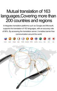 W100B Lunettes intelligentes 2025 IP67 Étanche AI Traducteur HD Haut-parleurs Appels mains libres BT Audio Lunettes Smart Wearable Headset - Product Image 4