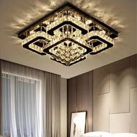 Lustre de plafond moderne en acier inoxydable de luxe avec boule de cristal, LED, pour villa, hôtel, couleur changeante, luminaire de plafond pour hôtel