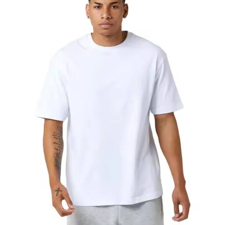 Factory Directly Sales Casual Classics Mens Combed Cotton Tall Oversized Boxy T-shirt Blank Plain White Black T Shirt For Men